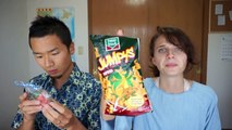 Japanese boy and American girl try German Snacks!! (w/Wanted Adventure!)
