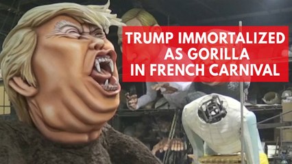 Descargar video: Donald Trump depicted as gorilla in France's Carnival De Nice