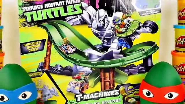 Teenage Mutant Ninja Turtles T-Machines Turtles Revenge Track Playet + TMNT Play Doh Surprise Eggs