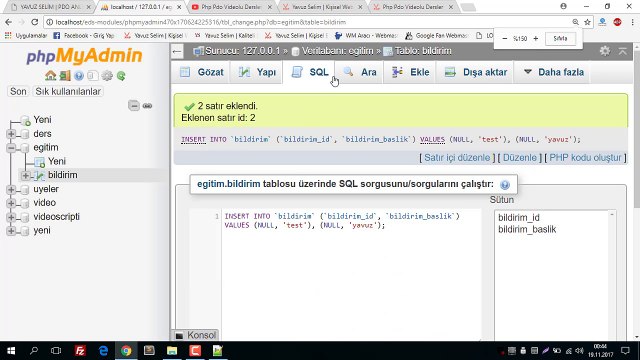 PDO AJAX Anlık Olarak Bildirim Gösterme ve Veri Güncelleme