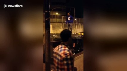 Hilarious bin jump FAIL