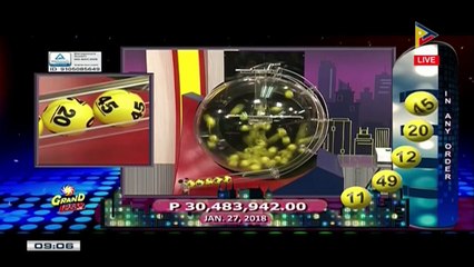 PCSO 9 PM Lotto Draw, January 27, 2018