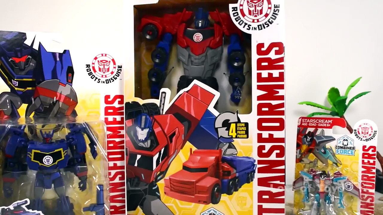 TRANSFORMERS ROBOTS IN DISGUISE STARSCREAM, SOUNDWAVE VS OPTIMUS PRIME COMBINER FORCE ROBOTS TOYS