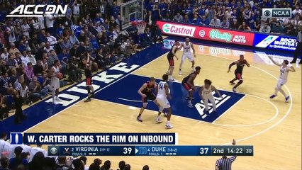 Duke's Wendell Carter Flies To Rim For Monster Dunk vs. UVA