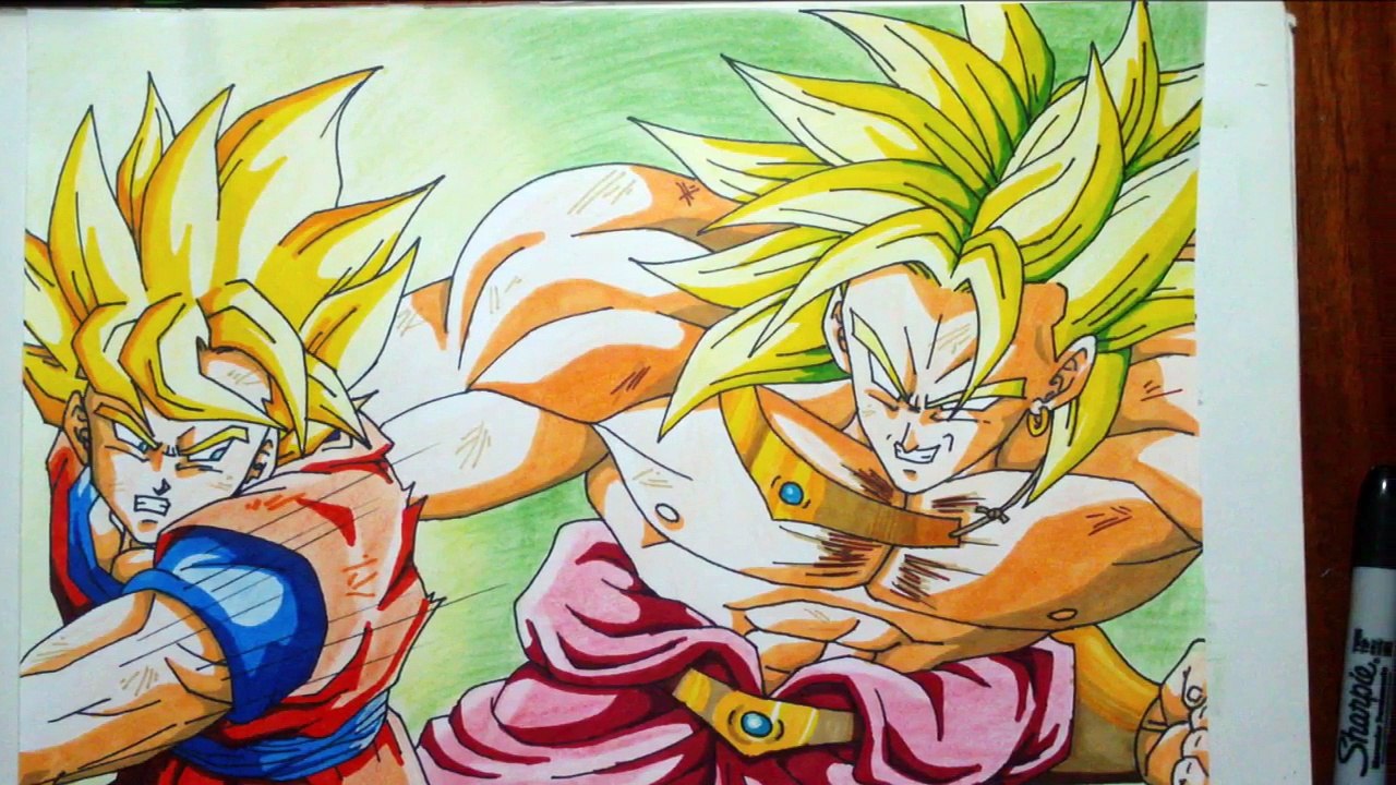 Dibujando a Goku vs Broly. Drawing Goku vs Broly. speed drawing goku VS broly