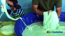 HOW TO MAKE GIANT SLIME GOO in Kiddie Pool Disney Cars toys McQueen Mater Spiderman Minions