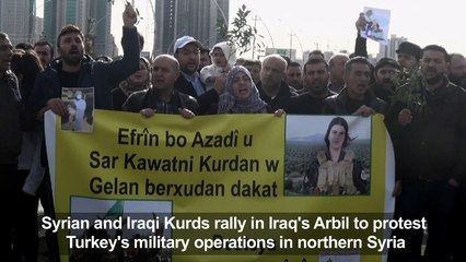 Tải video: Syria, Iraq Kurds in Arbil hold protest Turkey Syria operation