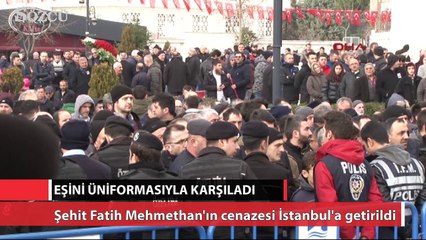 Şehit eşini üniformasıyla karşıladı