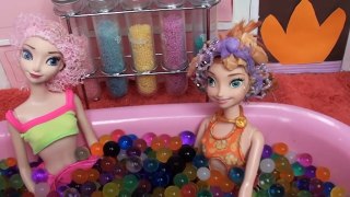 Elsa and Anna Bath Time Spa Day Relax Rainbow Soap Bath Foam Toddlers Orbeez Frozen Toys Barbie