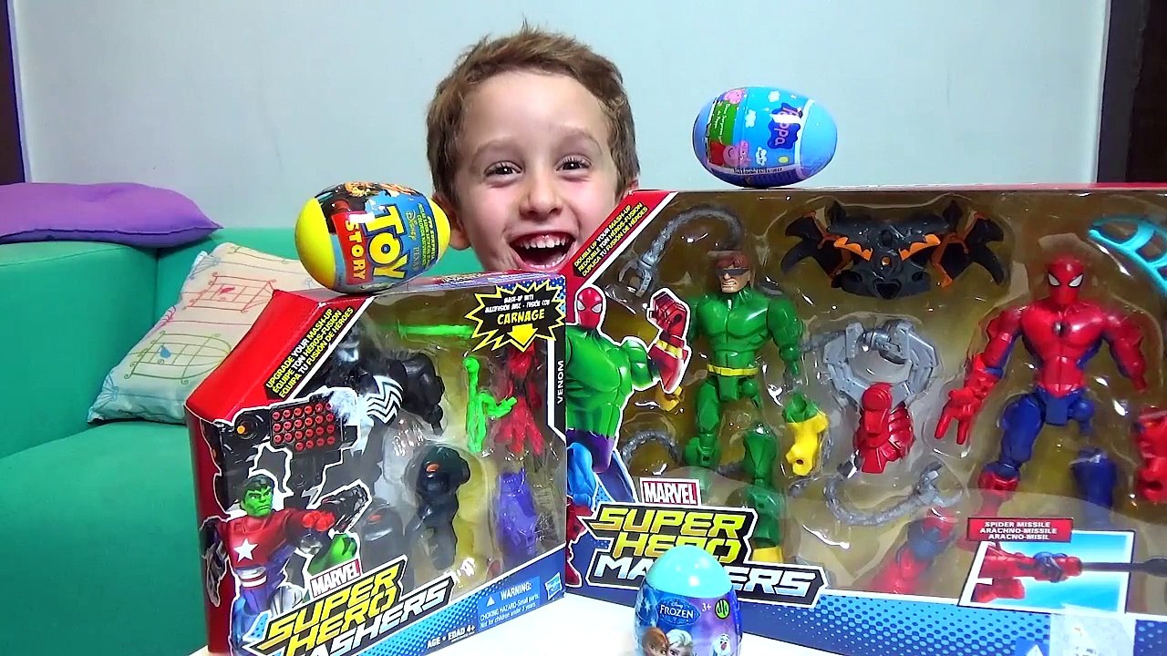 Homem Aranha vs Dr Octopus e Venom | Ovos Surpresas Peppa Pig Frozen | Paulinho Brincando Brinquedos