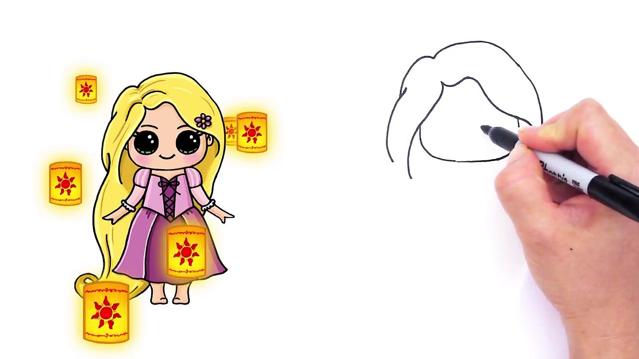 How to Draw Rapunzel from Tangled Cute and Easy