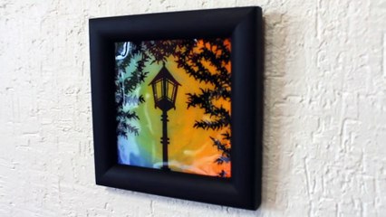 Peinture moderne : Réverbère jour nuit.