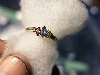 10K Gold Womens Ring Amethyst Saphire Yellow diamond