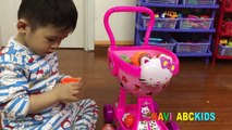 Easter Eggs Hunt Kids shopping cart Kinder Joy Surprise Egg Video for children Xavi ABC Kids