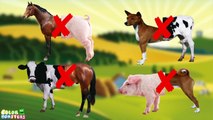 Baby play Game Farm Animals Match Up Learn Animal Names Real Pig Cow Horse Dog at the Farm