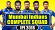 IPL Auction 2018: Mumbai Team 2018 | Mumbai Indians COMPLETE SQUAD with Price | वनइंडिया हिंदी