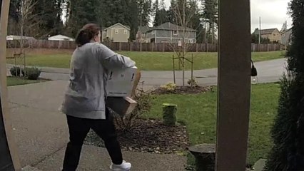 Instant karma pour cette voleuse de colis