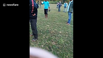 Police search for man who ran through legs of wild elephant