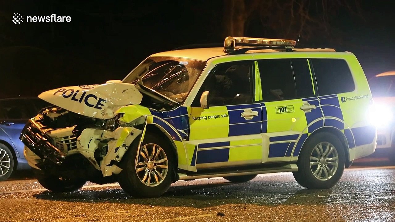 Police car wrecked in Edinburgh collision