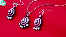 DIY Quilling Earrings - Paper Quilling Jewelry, Pendant Set