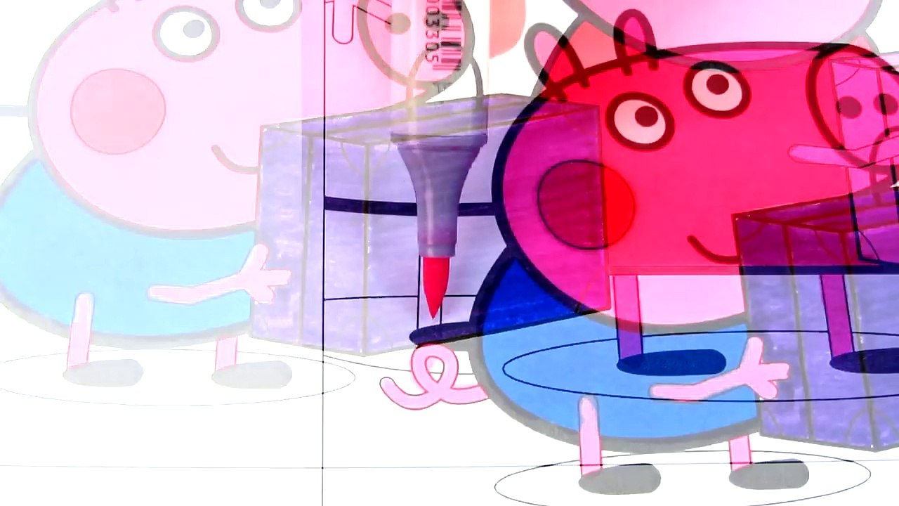 Bag Coloring Pages George and Peppa Pig Videos For Kids with Colorful Markers