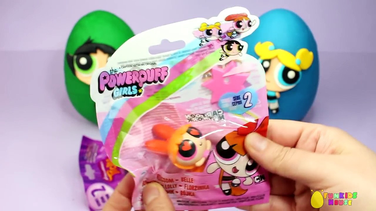 POWERPUFF GIRLS Play-Doh Surprise Eggs Opening with Blossom, Bubbles and Buttercup Toys