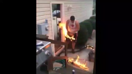 Download Video: La bonne idée de fabriquer un lance-flammes à la maison... FAIL