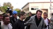 Johnny Hallyday Eats Caviar With L.A. Laker's D.J. Mbenga In Beverly Hills [2009]