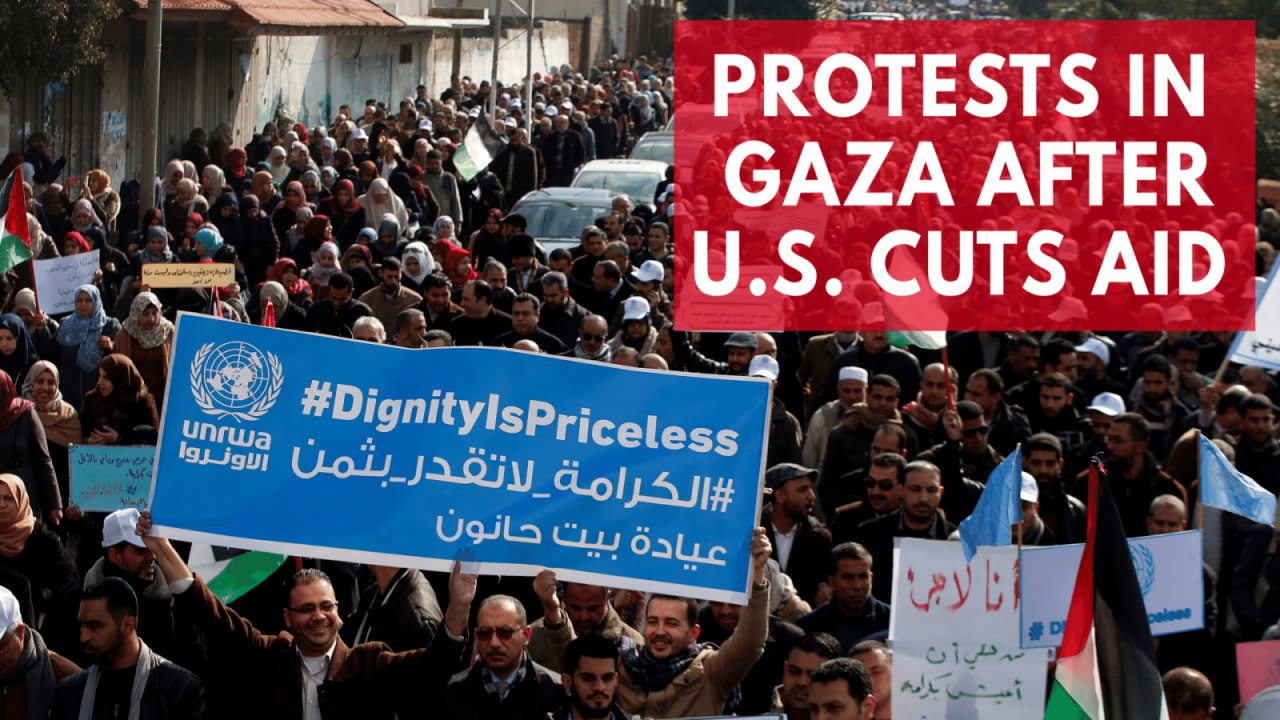 UN employees protest in Gaza over cuts in US aid