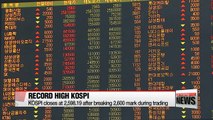 KOSPI closes at 2,598.19 after breaking 2,600 mark during trading