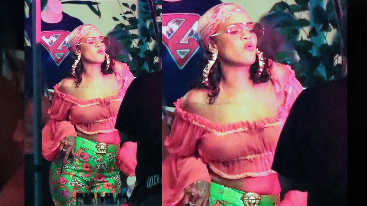 Rihanna FLASHES Her N!pple Piercing In Sheer Crop Top