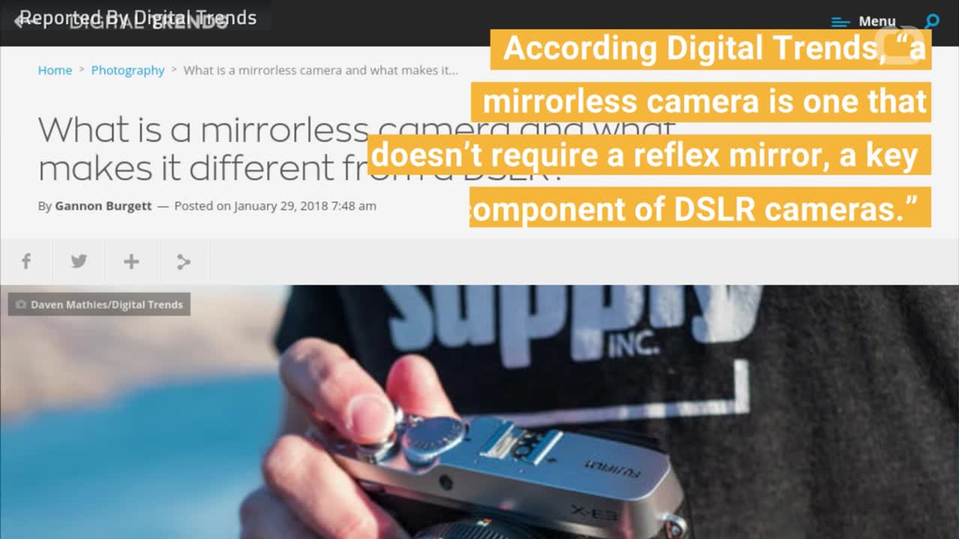 Mirrorless Cameras Vs. DSLR Cameras