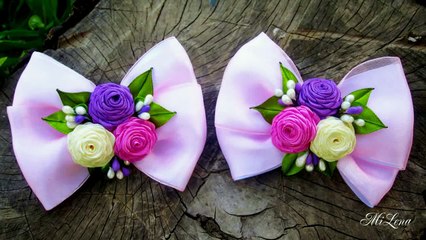 Download Video: Бантики с Розами, МК / DIY Ribbon Bows with Rolled Roses