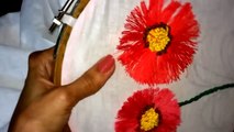 Hand embroidery designs. Hand embroidery stitches tutorial. pom pom flower stitch.
