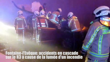 Fontaine-l'Evêque: accidents en cascade sur le R3 à cause de la fumée d'un incendie