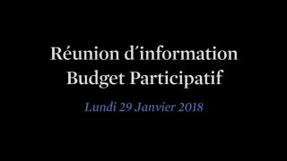 Réunion d´information sur le Budget Participatif du Lundi 29 Janvier 2018