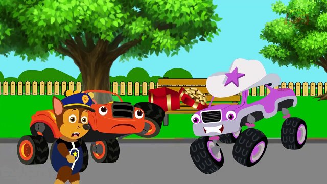 BLAZE CAR THE MONSTER MACHINES Shoot The Gun The Accident! w/ Blaze Monster Truck Cartoon For Kids