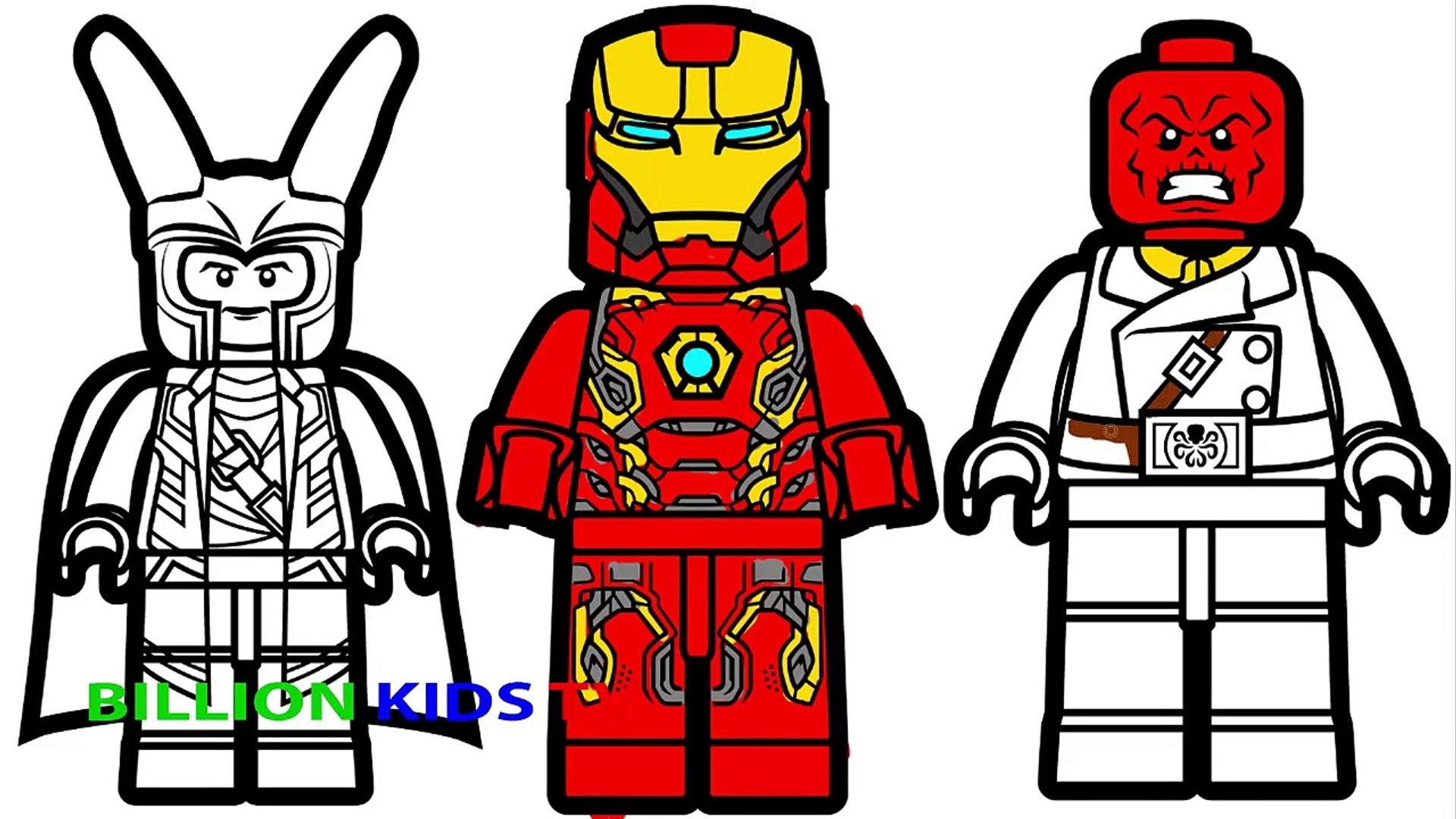 Lego Iron Man vs Loki vs Lego Red Coloring Pages Coloring Book Kids Art - Dailymotion
