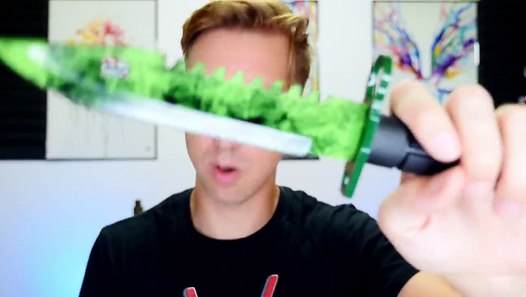 VIDEO GAME KNIVES in REAL LIFE 5 CS:GO Weapons vs Fruit Ninja - video