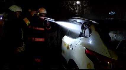 Yanan Otomobilin Alevleri Başka Bir Otomobil ile Ağaçlara Sıçradı