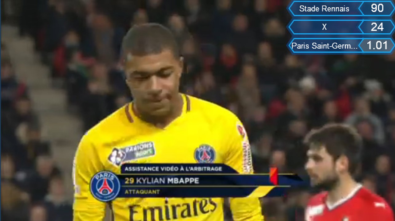 Kylian Mbappe Red Card HD - Stade Rennais 0-3 PSG 30.01.2018