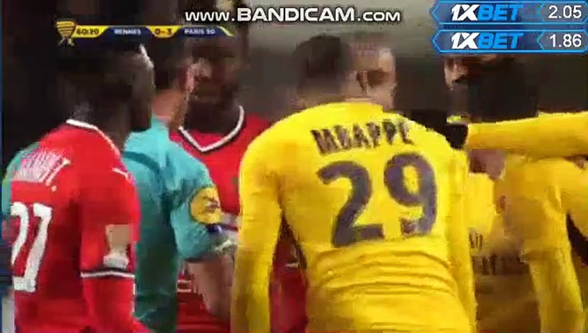Carton rouge Kylian Mbappe lors Stade Rennais - PSG (2-3) - Vidéo  Dailymotion