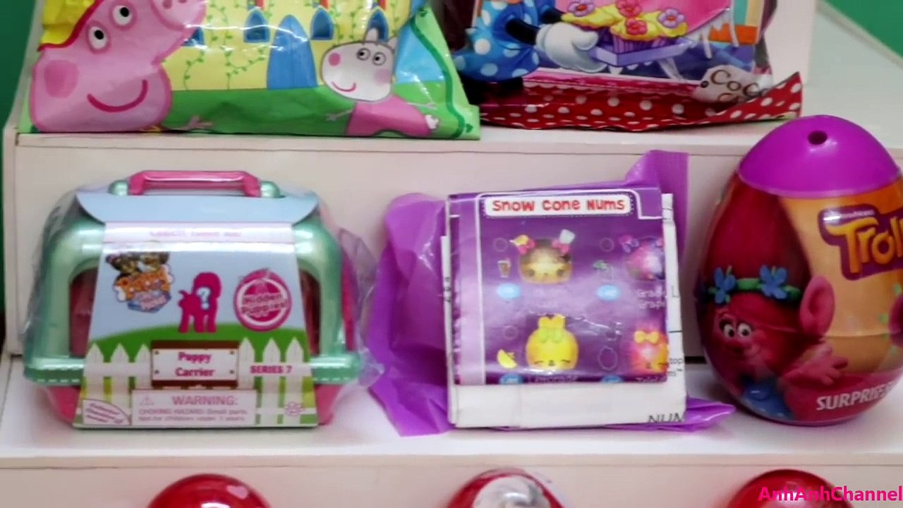 Bóc Trứng Elsa Anna, Barbie, Peppa Pig, Minnie Mouse, Pony, Trolls, Snow Cone Nums, puppy carrier