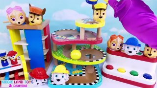 Learn Colors with Pounding Toys Sorting Garages Paw Patrol Disney Princess and Peppa Pig Crayons