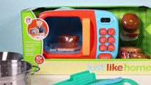 Just Like Home Microwave Oven Toy Kitchen Set Cooking Playset Toy Food Toy Cutting Food