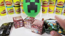 Giant Minecraft Creeper & Enderman Play Doh Surprise Eggs with Minecraft Hangers & Netherrack Toys