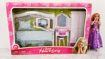 Disney Prenses Rapunzel yatak odası Barbie bebek yatak odası