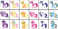 My Little Pony Transforms - Color Swap Mane 6 Everypony ALL Colors MLP - Coloring Videos For Kids