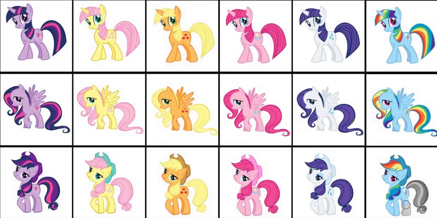 My Little Pony Transforms - Color Swap Mane 6 Everypony ALL Colors MLP - Coloring Videos For Kids