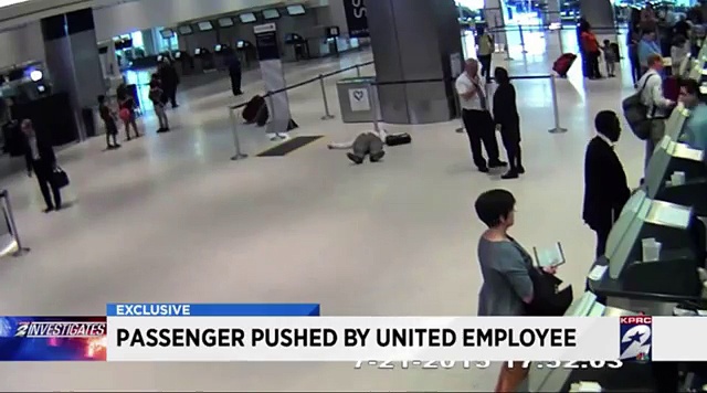United Airlines Employee Shoves Elderly Man Down